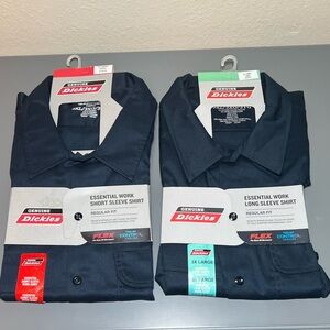 New Dickies 1 Short  and 1 Long Sleeve Essential Work Shirt Size 3XL Blue